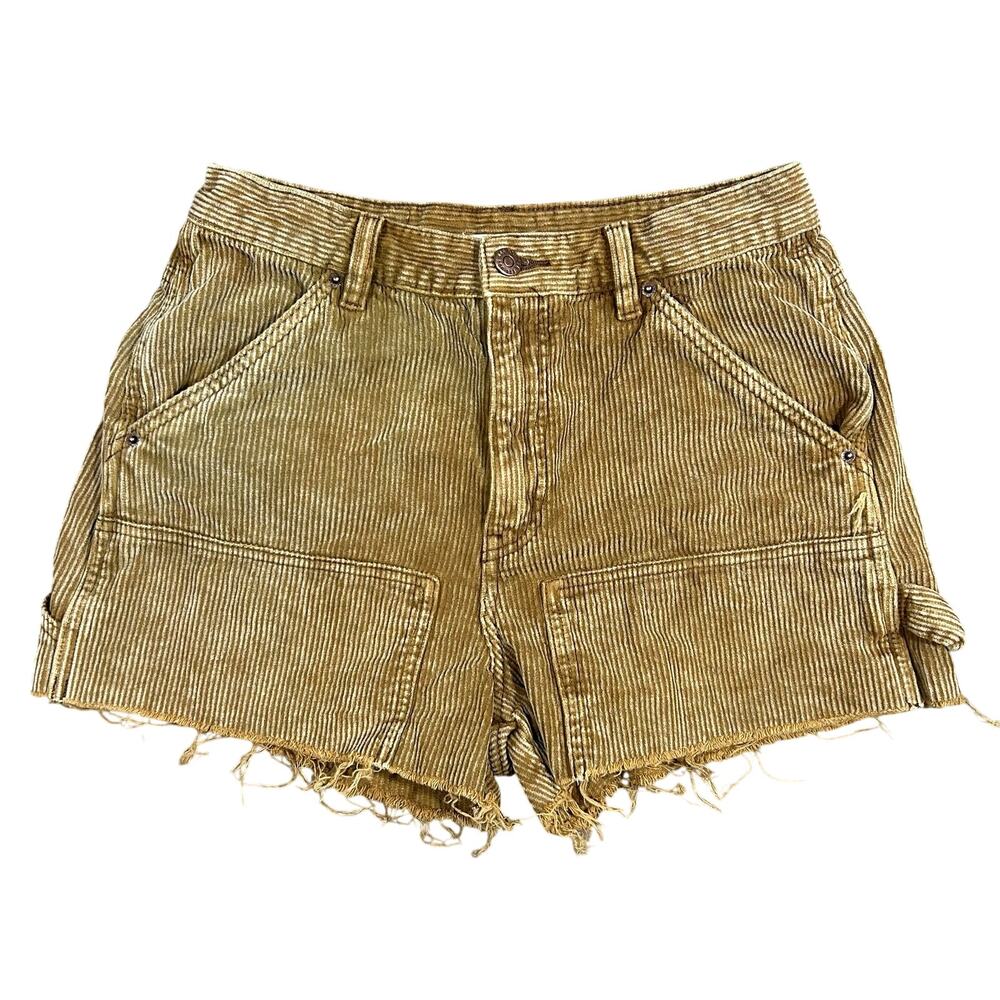 BDG Corduroy Cut Off Carpenter Shorts Womens 27 Waist Urban Outfitters Tan